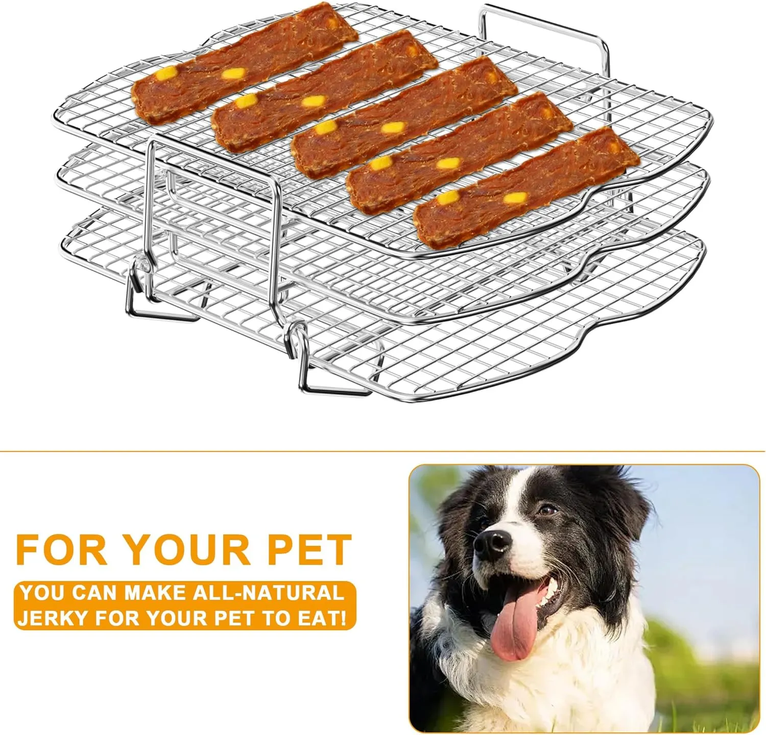 BBQ-PLUS Upgraded Dehydrator Rack Stainless Steel Air Fryer Stand for Ninja Foodi AG300, AG300C, AG301, AG301C, AG302, AG400, IG301A Ninja Foodie Grill Accessories Roasting Rack for Oven and Grill