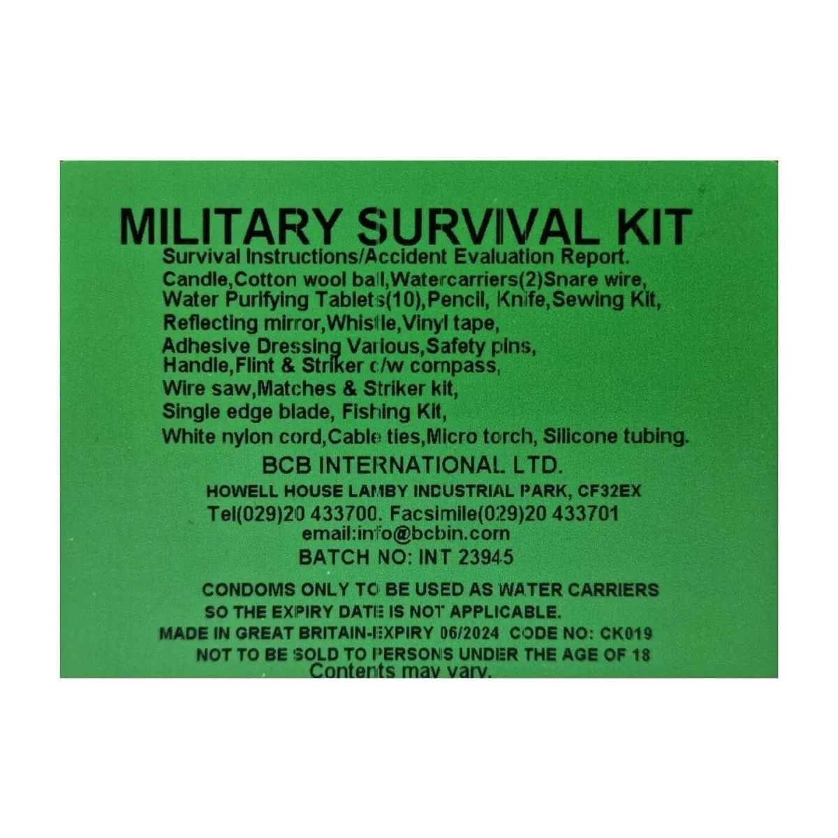 BCB Military Survival Kit camping hiking hunting emergency rescue essentials