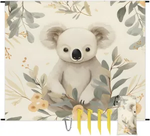 Beach Blanket, Koala Flower Sandproof Beach Mat, Waterproof Quick Drying Sand Free Mat with 4 x Ground Spikes for Outdoor Travel Camping Hiking, Cute Koalas 68 x 59 in