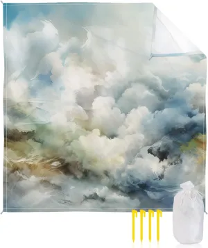 Beach Blanket Sandproof, Abstract Art Clouds and Sky Waterproof Beach Mat Lightweight Quick Drying Picnic Blanket Beach Essentials for Travel Camping Hiking 95x80in