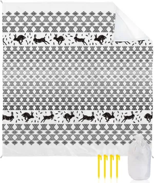 Beach Blanket Sandproof, Bohemian Rabbit Abstract Boho Waterproof Beach Mat Lightweight Quick Drying Picnic Blanket Beach Essentials for Travel Camping Hiking 108x84in