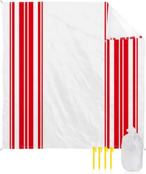 Beach Blanket Sandproof, Colorful Stripes Red Wood Texture White Waterproof Beach Mat Lightweight Quick Drying Picnic Blanket Beach Essentials for Travel Camping Hiking 108x84in