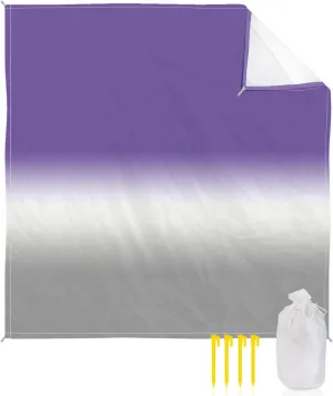 Beach Blanket Sandproof, Gradient Purple and White Grayish Waterproof Beach Mat Lightweight Quick Drying Picnic Blanket Beach Essentials for Travel Camping Hiking 83x79in