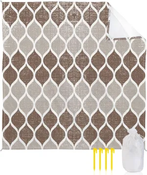 Beach Blanket Sandproof, Mid Century Brown Khaki Geometric Plaid Waterproof Beach Mat Lightweight Quick Drying Picnic Blanket Beach Essentials for Travel Camping Hiking 108x84in