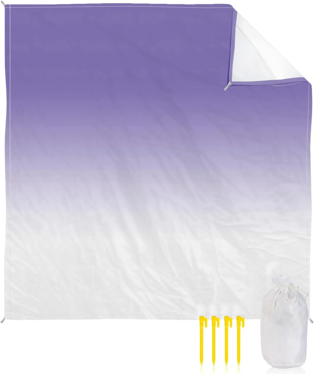Beach Blanket Sandproof, Minimalist Purple and White Gradient Waterproof Beach Mat Lightweight Quick Drying Picnic Blanket Beach Essentials for Travel Camping Hiking 83x79in