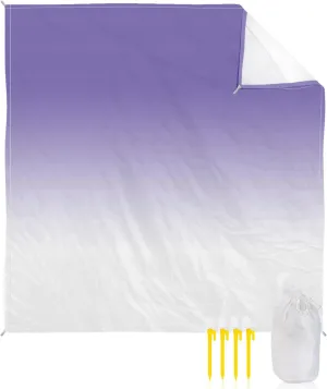 Beach Blanket Sandproof, Minimalist Purple and White Gradient Waterproof Beach Mat Lightweight Quick Drying Picnic Blanket Beach Essentials for Travel Camping Hiking 83x79in
