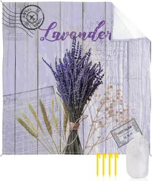 Beach Blanket Sandproof, Retro Farmhouse Lavender Light Blue Wood Grain Waterproof Beach Mat Lightweight Quick Drying Picnic Blanket Beach Essentials for Travel Camping Hiking 83x79in