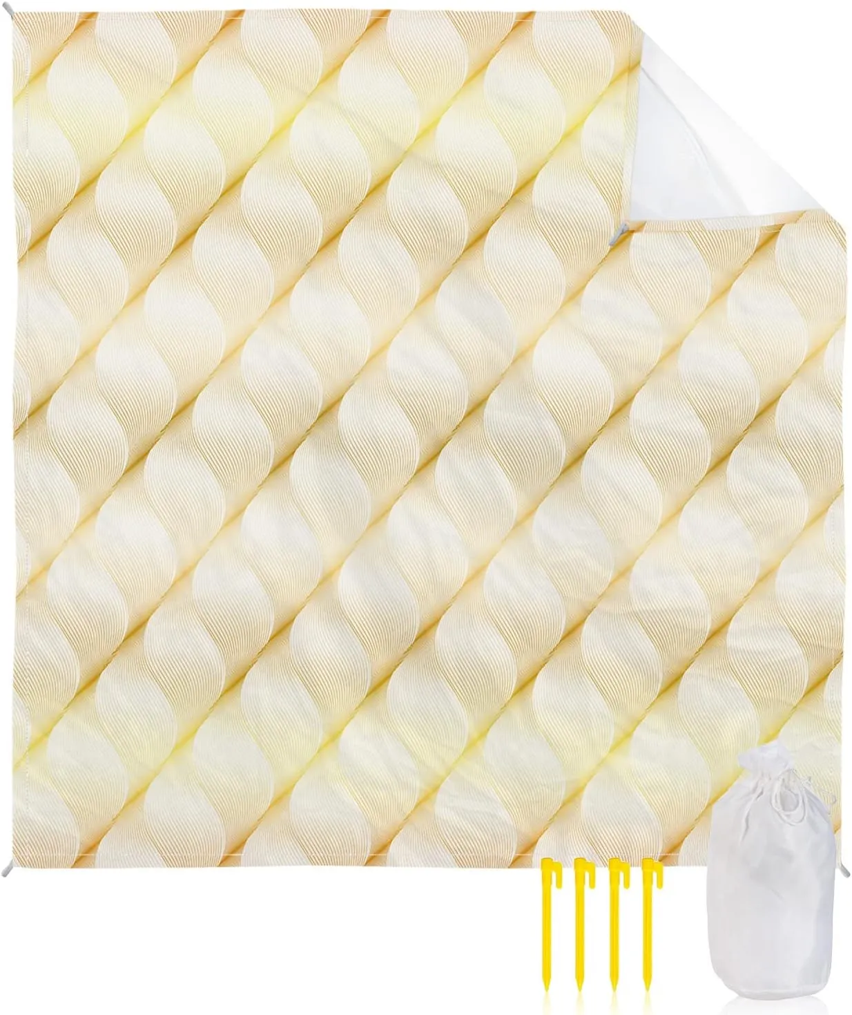 Beach Blanket Sandproof, Retro Gradient Yellow Abstract Waterproof Beach Mat Lightweight Quick Drying Picnic Blanket Beach Essentials for Travel Camping Hiking 118x108in
