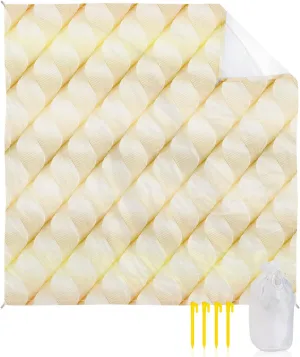 Beach Blanket Sandproof, Retro Gradient Yellow Abstract Waterproof Beach Mat Lightweight Quick Drying Picnic Blanket Beach Essentials for Travel Camping Hiking 118x108in
