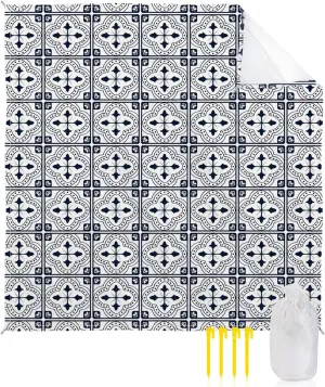 Beach Blanket Sandproof, Retro Mid Century Abstract Art Lines Waterproof Beach Mat Lightweight Quick Drying Picnic Blanket Beach Essentials for Travel Camping Hiking 83x79in