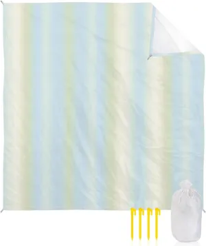 Beach Blanket Sandproof, Simple Gradient Lines Abstract Art Waterproof Beach Mat Lightweight Quick Drying Picnic Blanket Beach Essentials for Travel Camping Hiking 108x84in
