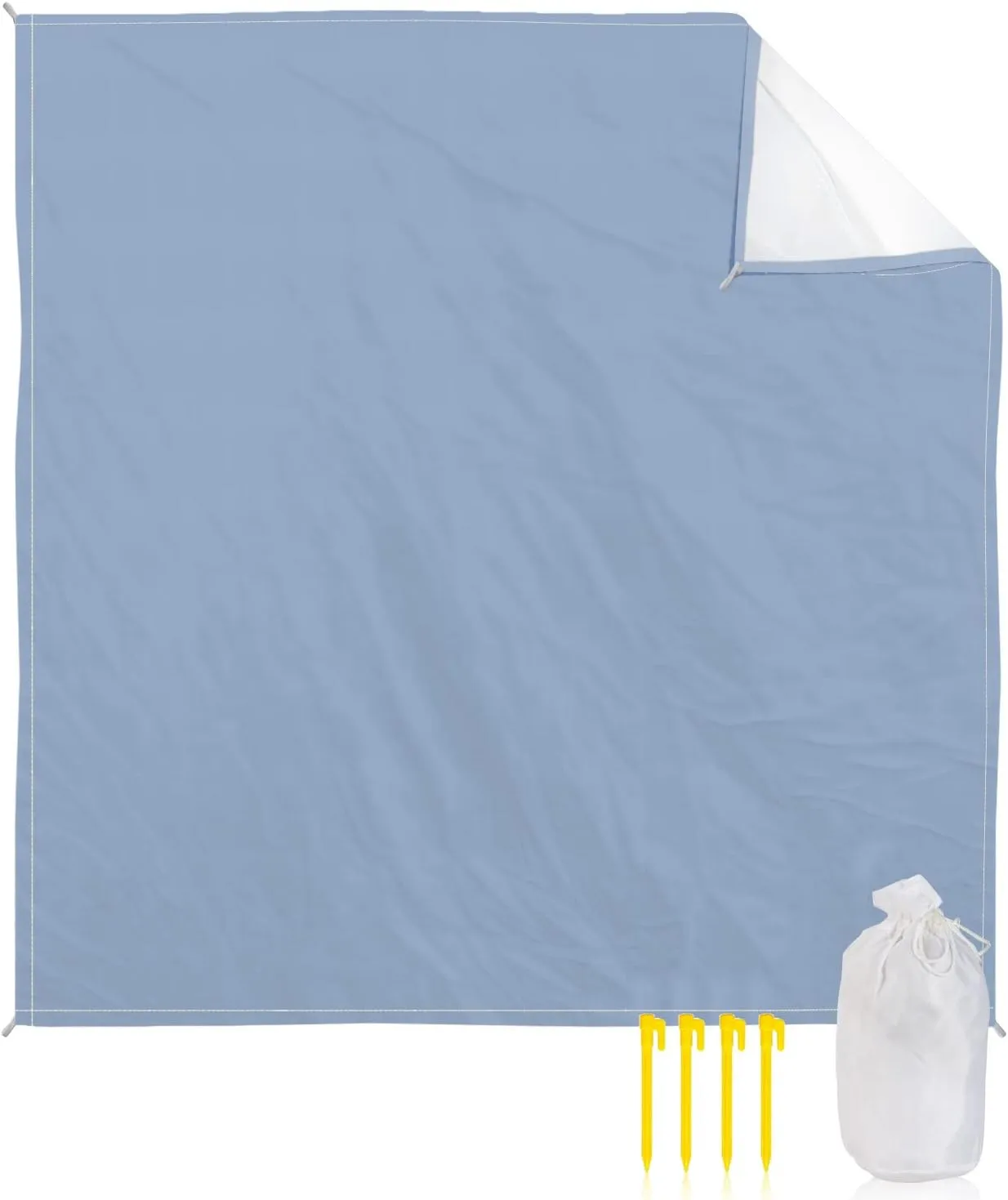 Beach Blanket Sandproof, Solid Color Light Blue Waterproof Beach Mat Lightweight Quick Drying Picnic Blanket Beach Essentials for Travel Camping Hiking 83x79in