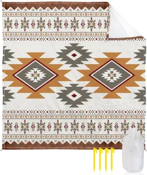 Beach Blanket Sandproof, Southwest Native American Tribal Totem Boho Waterproof Beach Mat Lightweight Quick Drying Picnic Blanket Beach Essentials for Travel Camping Hiking 95x80in