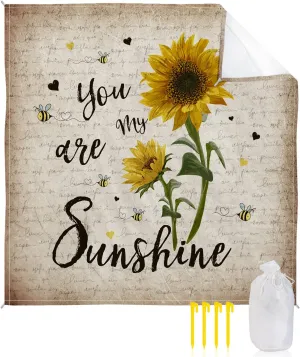 Beach Blanket Sandproof, You are My Sunshine Sunflower Retro Flower Pattern Waterproof Beach Mat Lightweight Quick Drying Picnic Blanket Beach Essentials for Travel Camping Hiking 108x84in
