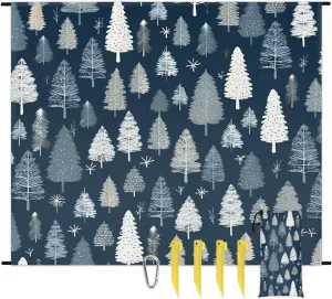 Beach Blanket, Tree Sandproof Beach Mat, Waterproof Quick Drying Sand Free Mat with 4 x Ground Spikes for Outdoor Travel Camping Hiking, Forests 68 x 59 in