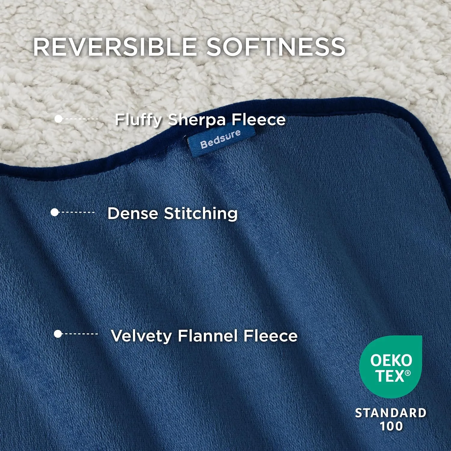 Bedsure Waterproof Dog Blankets for Extra Large Dogs - XL Cat Blanket Washable for Couch Protection, Sherpa Fleece Puppy Blanket, Soft Plush Reversible Throw Furniture Protector, 50"x60", Blue