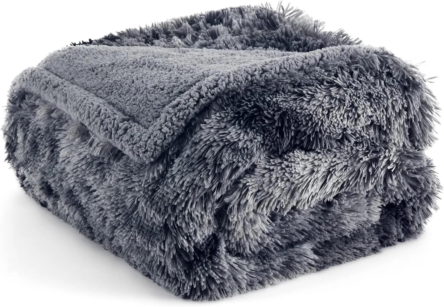 Bedsure Waterproof Dog Blankets for Large Dogs - Cat Blanket for Couch Protector Washable Long Faux Fur,Calming Soft Reversible Throw Furniture Protection for Puppy Pet, 50"x60", Tie-dye Grey