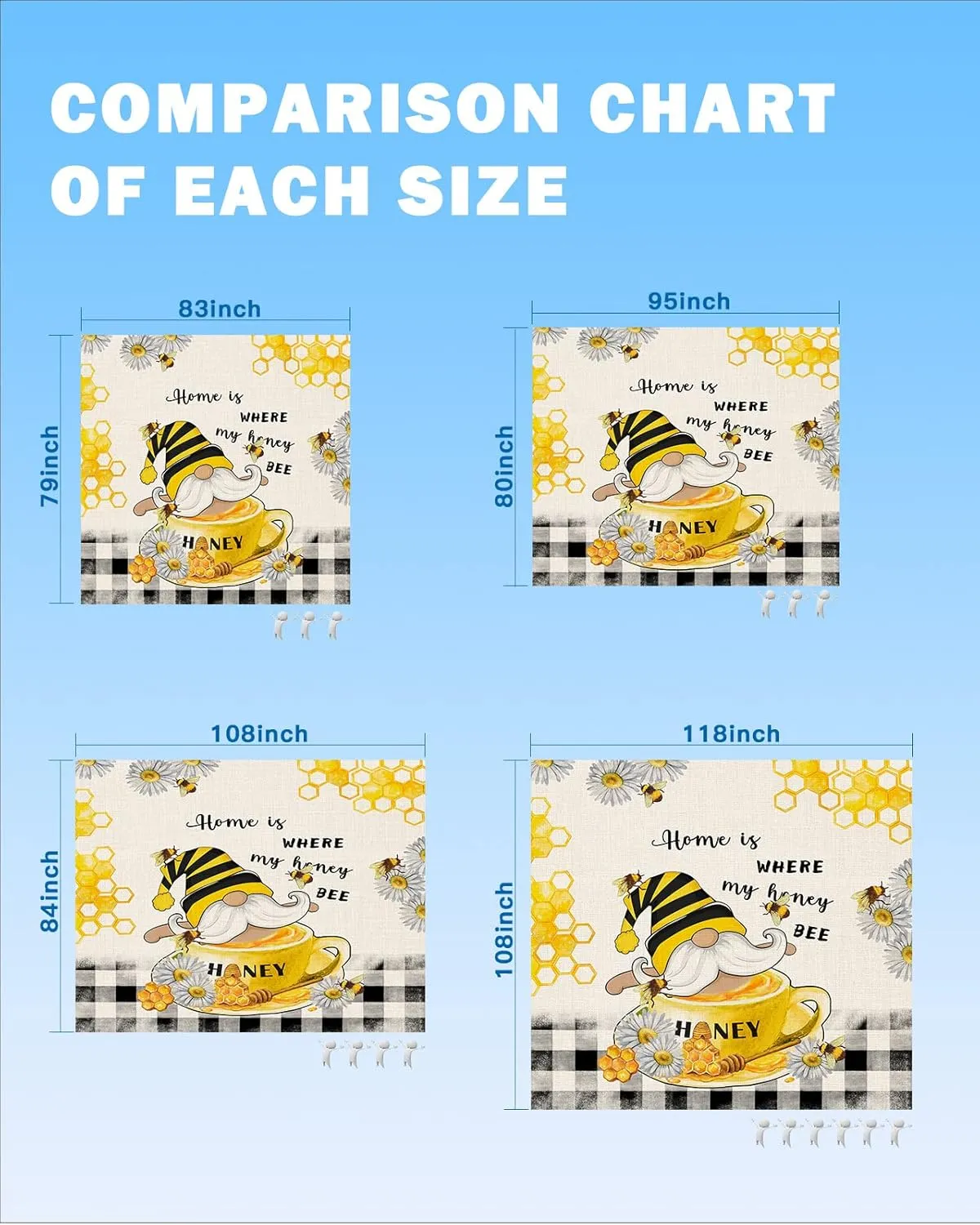 Bee Gnomes Beach Blanket Large with Stakes Waterproof Sandproof Beach Mat with Corner Pockets for Outdoor Travel Camping Hiking Picnic Essentials,Honey Spring Summer Country Rustic Plaid Daisy 95"x80"