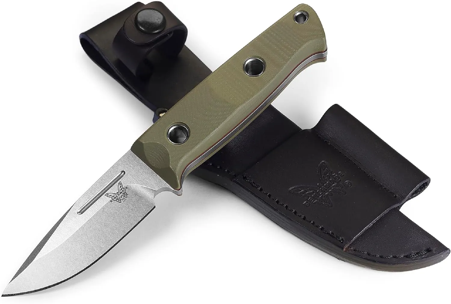 Benchmade - Mini Bushcrafter 165 Survival Knife with OD Green G10 Handle (165-1)