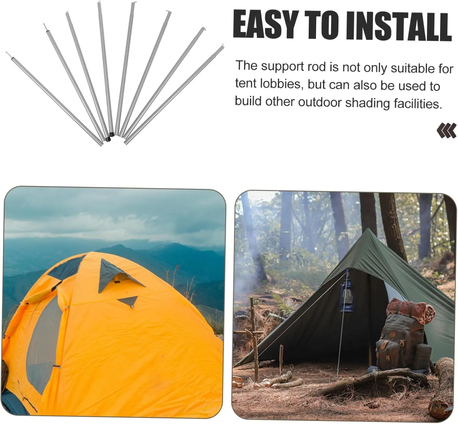 BESPORTBLE Tent Stand Tents Adjustable Tent Poles Camping Tent Poles Tarp Poles Camping Tent Rod Tent Frame Tent
