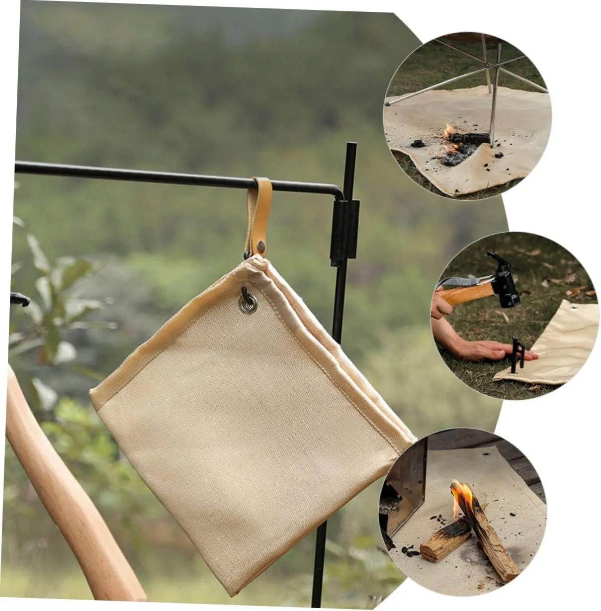 BESTonZON Fire Resistance Camping Blanket High Temperature Fiberglass Fire Retardant Mat for Outdoor Activities BBQ Durable Practical