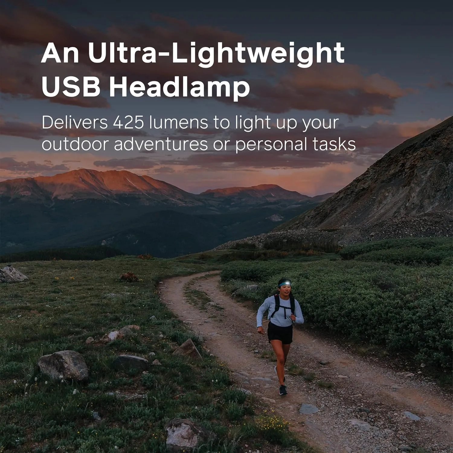 BioLite 425 Lumen Rechargeable Headlamp with Front and Back Lights, Ember Yellow