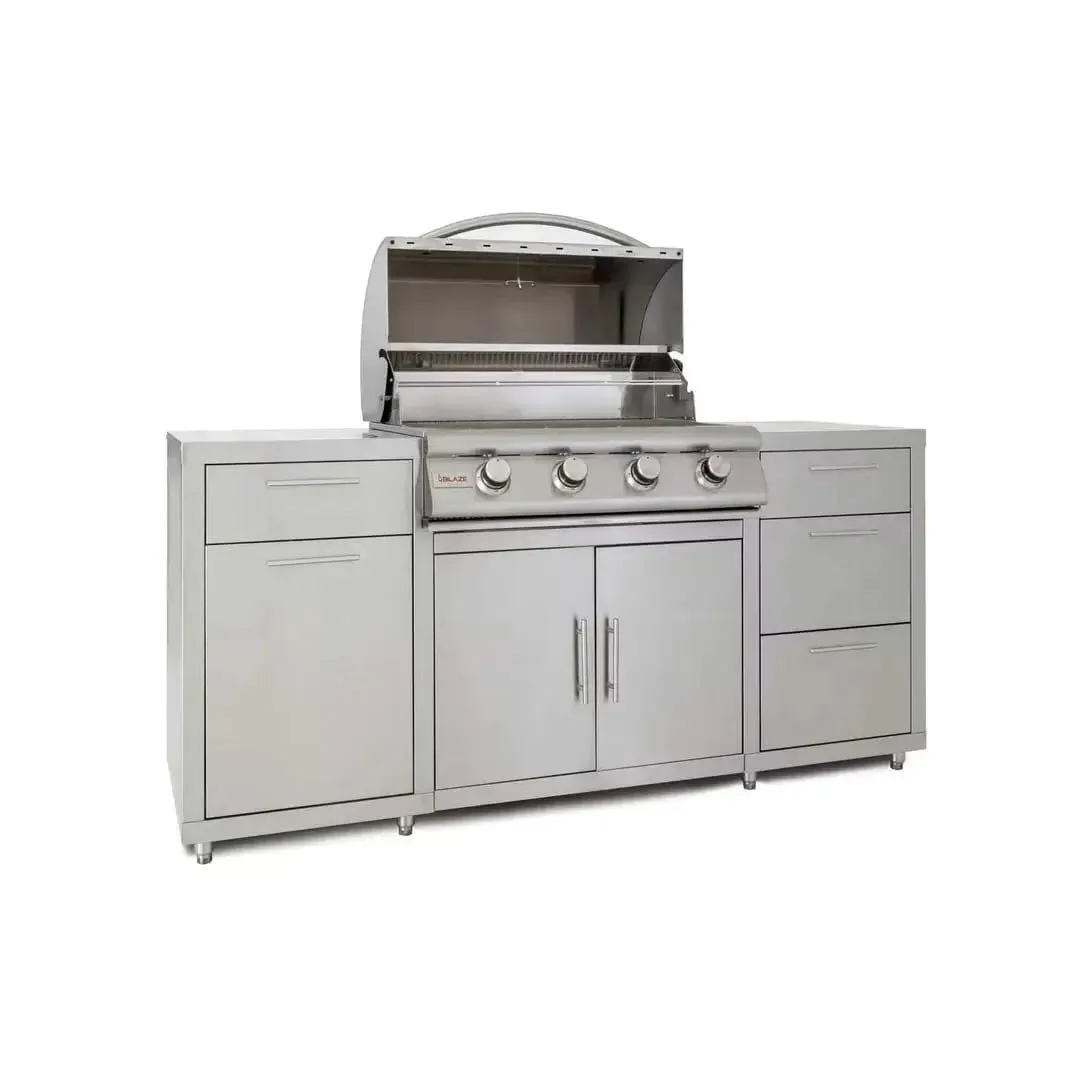 Blaze 6-Foot Stainless Steel BBQ Island with Prelude 4-Burner Gas Grill Head