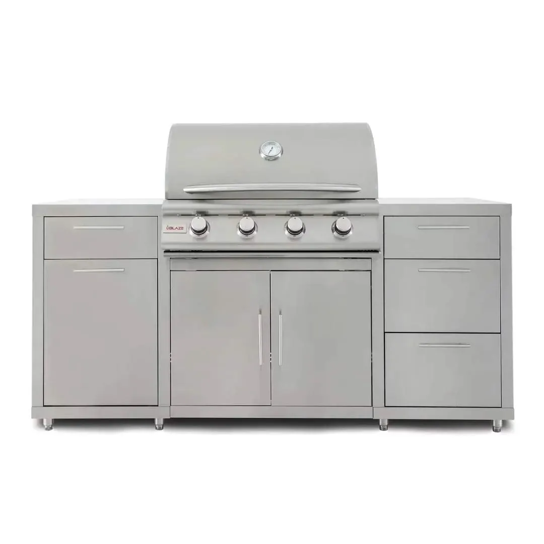 Blaze 6-Foot Stainless Steel BBQ Island with Prelude 4-Burner Gas Grill Head