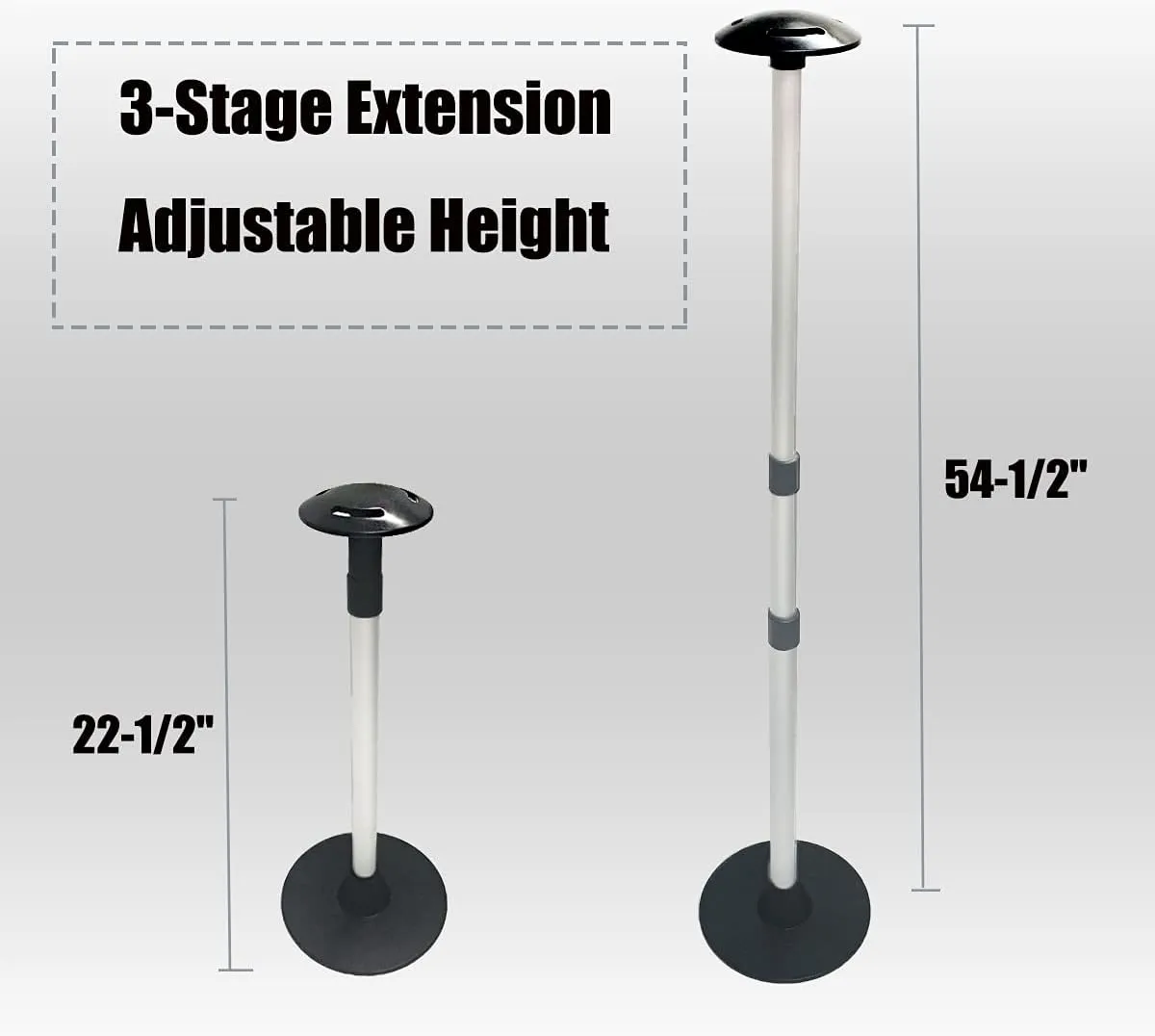 Boat Cover Support Pole System, Adjustable Height 22.5"-54", with 3 Webbing Straps (20ft) to Prevent Stagnant Water