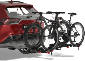 BougeRV Lockable Hitch Mount Bike Rack Platform 2-Bike Carrier for SUV & Truck, Lightweight E-Bike Compatible, Foldable & Tilting to Open Trunk, Easy Assembly Bike Rack Fit for 2'' Hitch Receiver