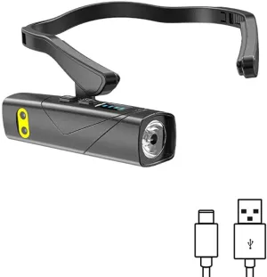 Boyuan LED Flashlight Rechargeable LED Headlamp with Motion Sensor, Dual Red/White Light, Type-C Fast Charge, Adjustable Ear Hook & Headband, Waterproof for Camping, Hiking, Fishing, Running