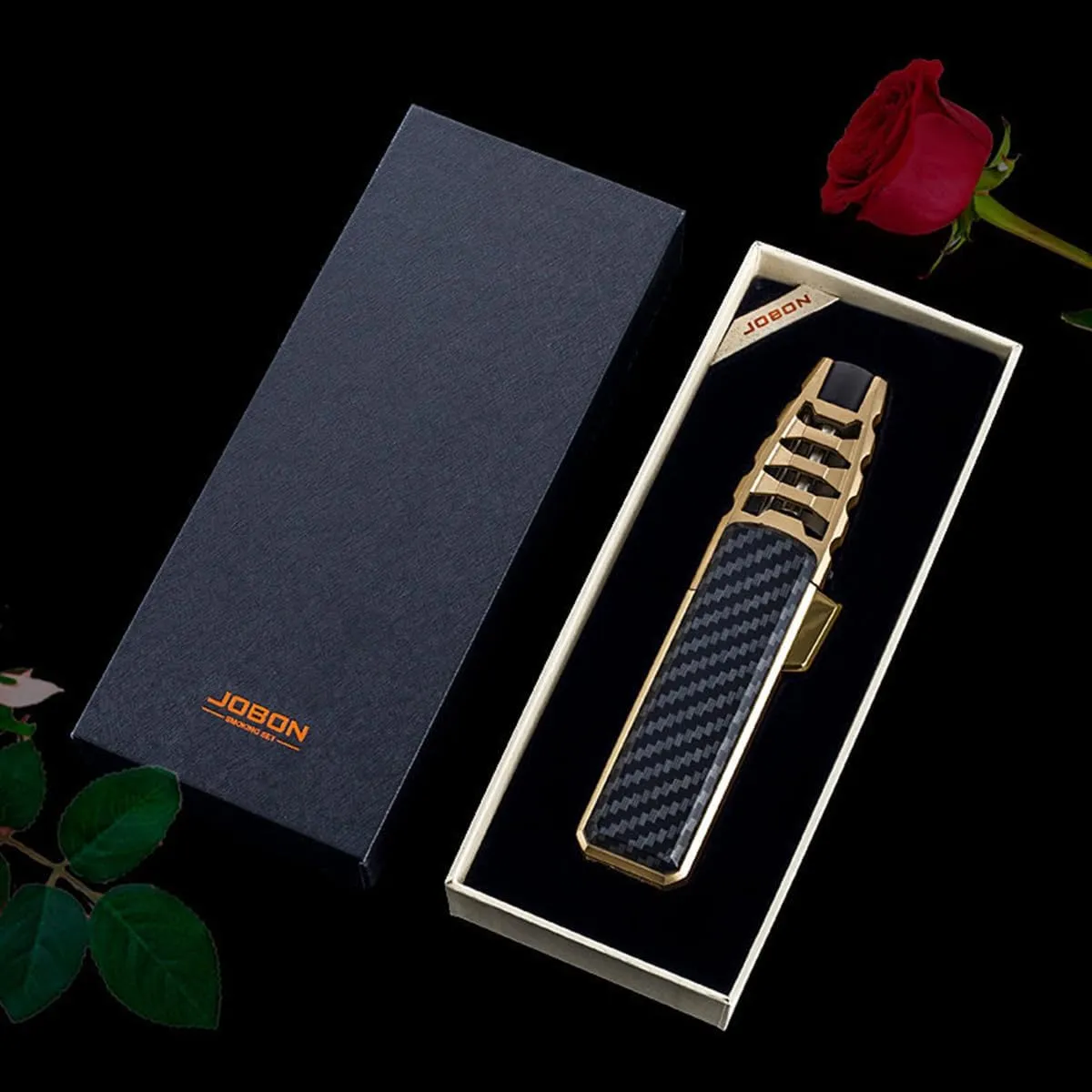 Bright Fire Lighter - Brightfire Rechargeable Torch Lighter, Brightfire Lighter for Baking, Windproof Straight Torch Blue Flame Lighters (Gold)