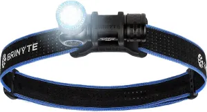 Brinyte HL16 Rechargeable LED Headlamp Flashlight 520 Lumens Powered by Rechargeable Battery, IP66 Waterproof Small Headlamp with Magnetic Tail Base, Detachable Headband