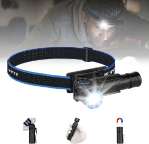 Brinyte HL18 Rechargeable Right Angle Headlamp Detachable L-Shape Flashlight with Magnetic Base 90 Degree Swivel 1600 Lumens Bright Waterproof Headlamp for Repairing Work