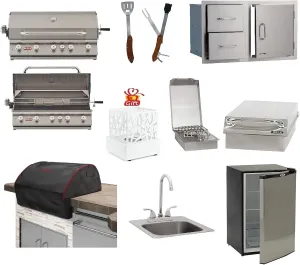 Bull Brahma 38" Liquid Propane Grill set with Single Side Burner, Stainless Steel Sink, Grill Cover, Refrigerator, Door/Drawer Combo w/ 5 in 1 BBQ Tool Set | FREE Bio-Ethanol Table-top Fire pit
