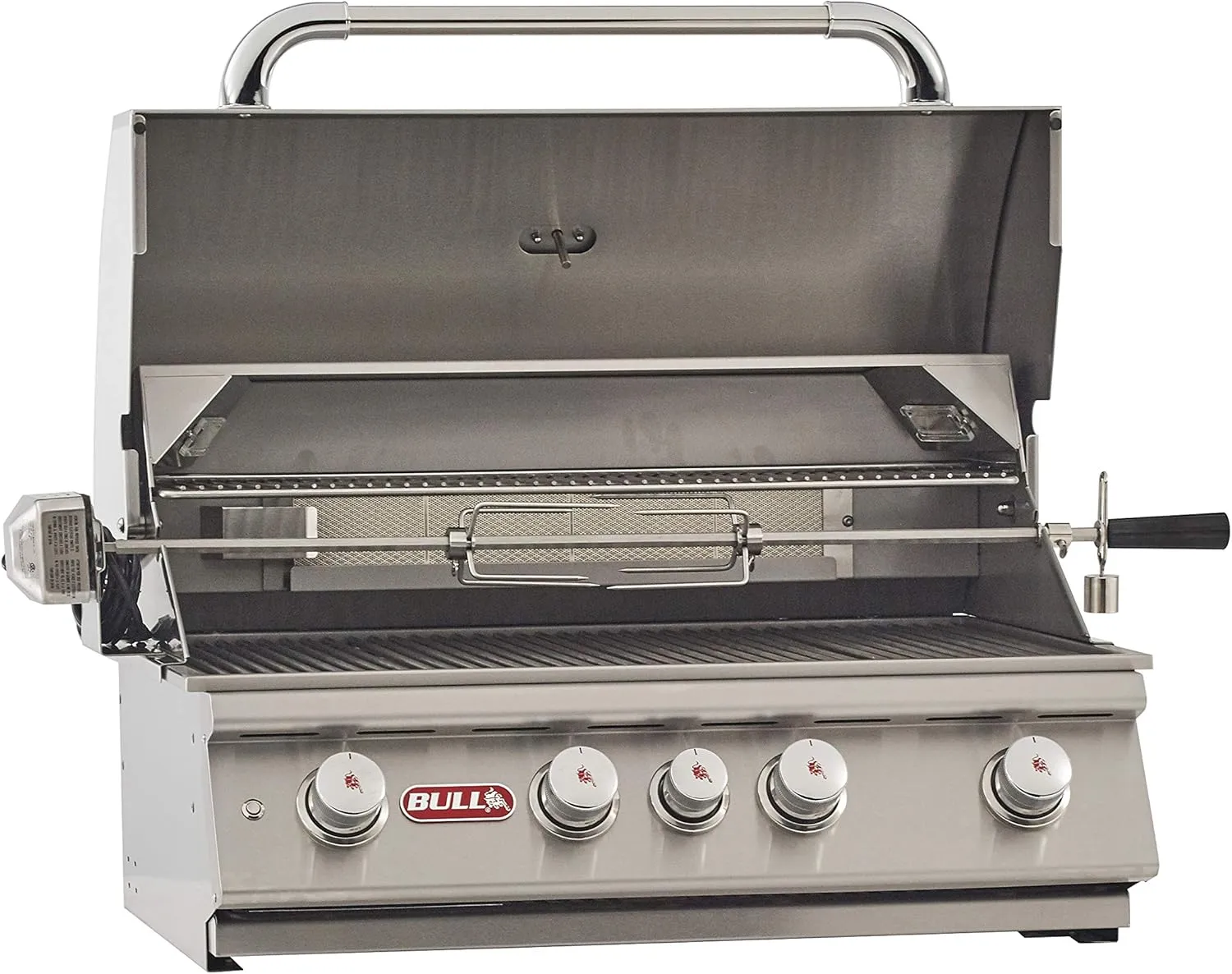 Bull Outdoor Products BBQ 47628 Angus 75,000 BTU Grill Head, LP, 304 Stainless Steel, 4 Burners, 810 sq. Inches, Twin Lights, Rotisserie Kit