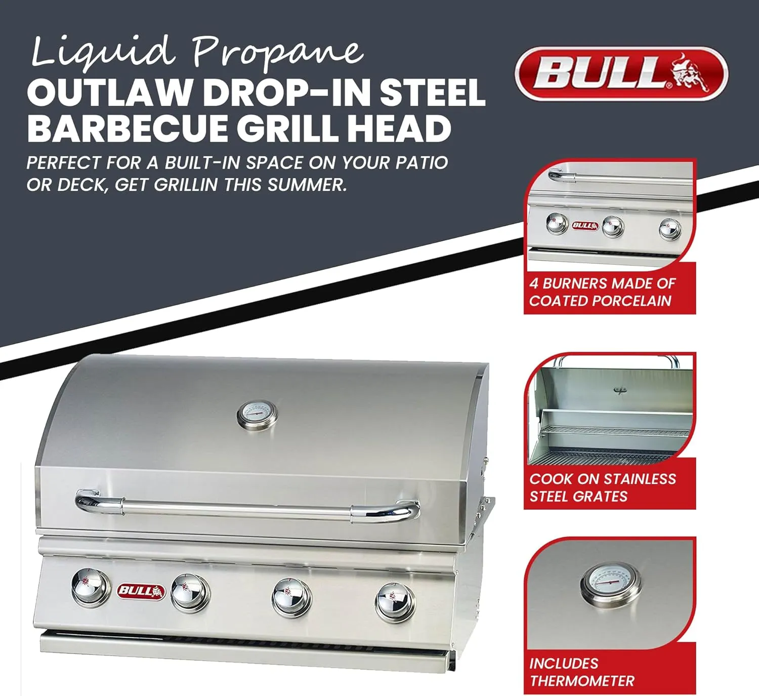 Bull Outlaw 30-Inch Built-In Grill (BG-26038), Propane