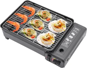 Butane Grill Gas Stove, Portable Camping Grill Gas Stove, BBQ Butane Camping Stove All Kit for Camping, Traveling, Trekking, Outdoor Cooking (2.56 * 7.68in Applicable Canister)
