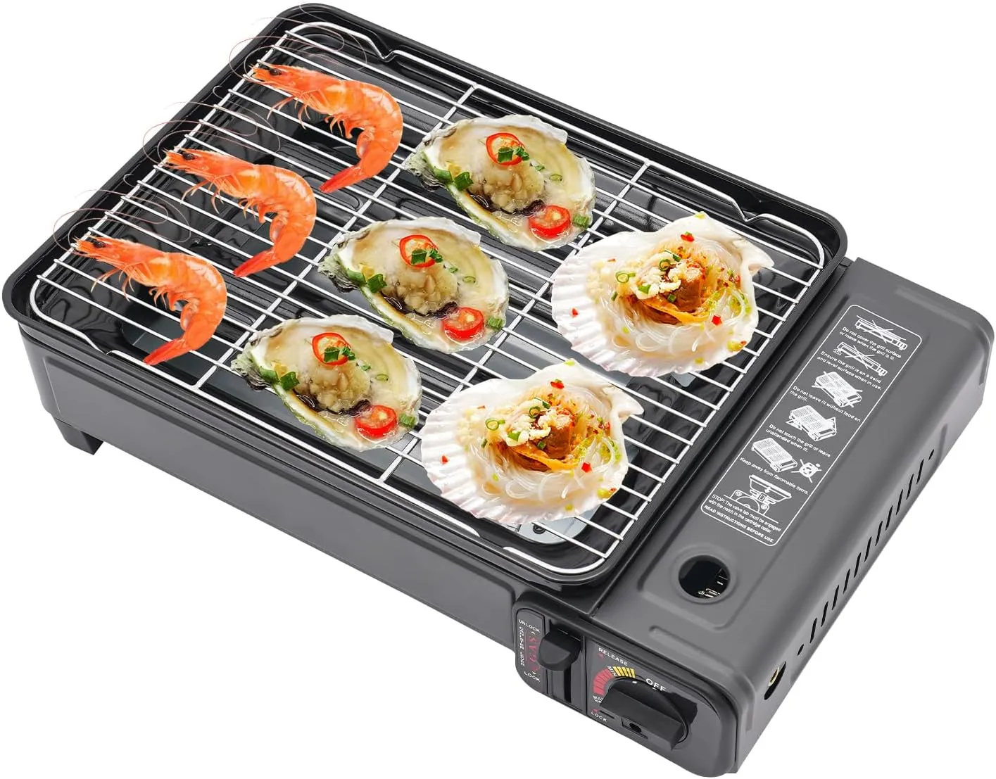 Butane Grill Gas Stove, Portable Camping Grill Gas Stove, BBQ Butane Camping Stove All Kit for Camping, Traveling, Trekking, Outdoor Cooking (2.56 * 7.68in Applicable Canister)