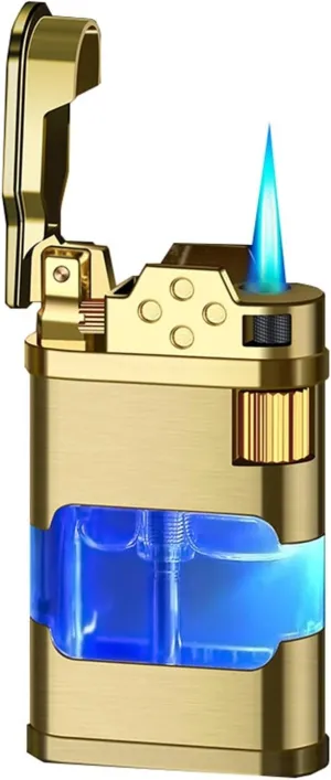 Butane lighters, gear slide lighters, visible gas chamber lighters, jet flame lighters, soft fire lighters, portable lighters, cigar lighters, refillable butane lighters, windproof lighters, gifts for
