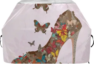 Butterflies High-Heeled Shoe Grill Cover 65 inch BBQ Gas Grill Cover, Waterproof Rip-Proof and Anti-UV Barbecue Cover for Weber Char-Broil Nexgrill Grills and More