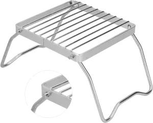 Camp Grill with Foldable Legs, Outdoor Camping Portable Folding Burner Stove Stand Bracket Folding Campfire Grill with Carrying Bag for BBQ Grill