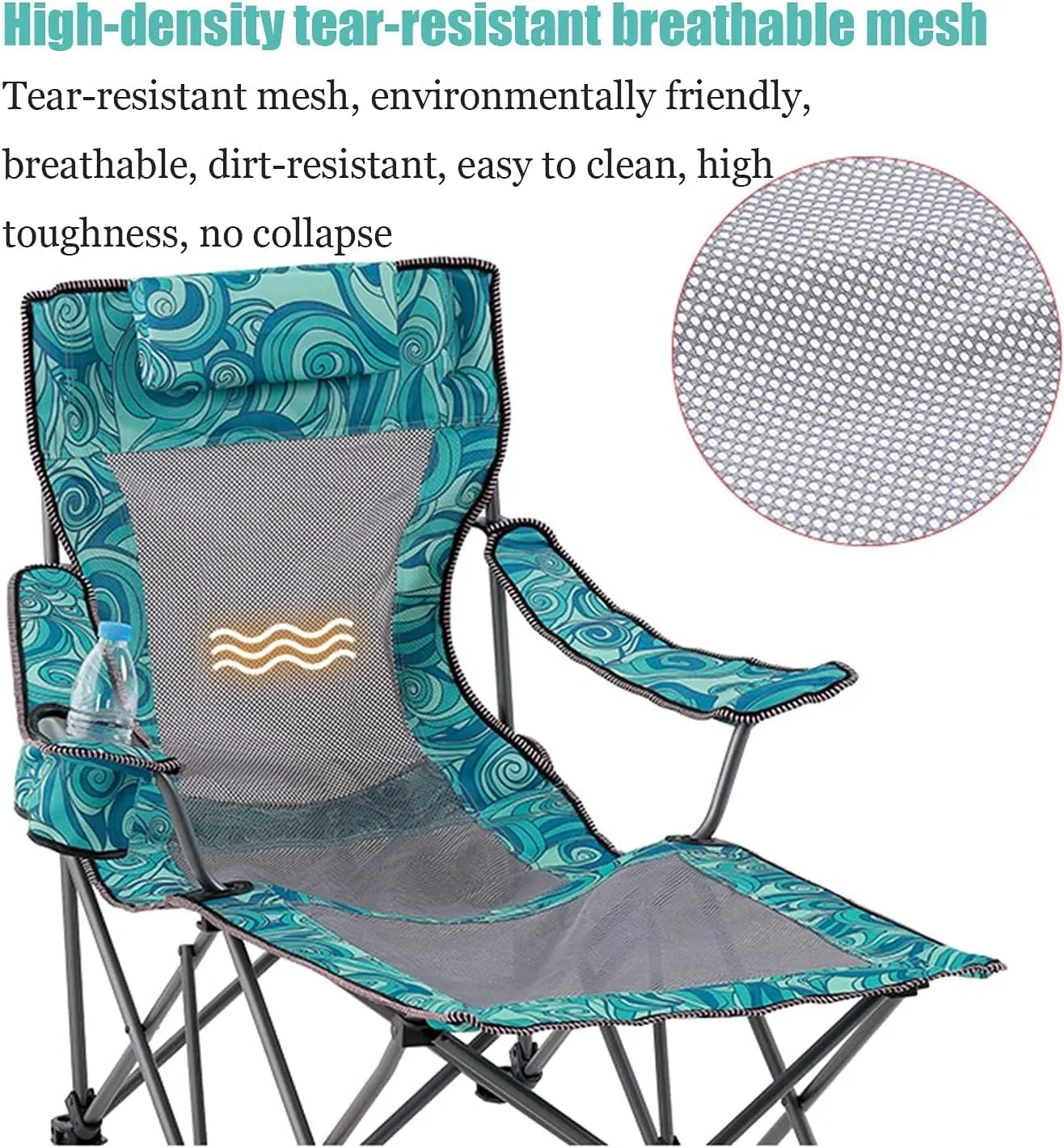 Camping Chair Folding Chair Portable Chair Portable Camping Chair with Footrest Mesh Backrest Folding Reclining Lunch Break Bed Sitting Lying Dual-Purpose Beach Seat Camping Chairs for Adults