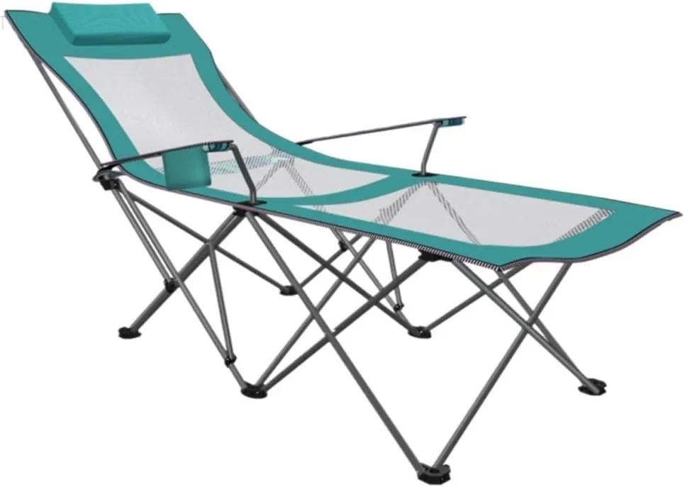 Camping Chair Folding Chair Portable Chair Portable Camping Chair with Footrest Mesh Backrest Folding Reclining Lunch Break Bed Sitting Lying Dual-Purpose Beach Seat Camping Chairs for Adults