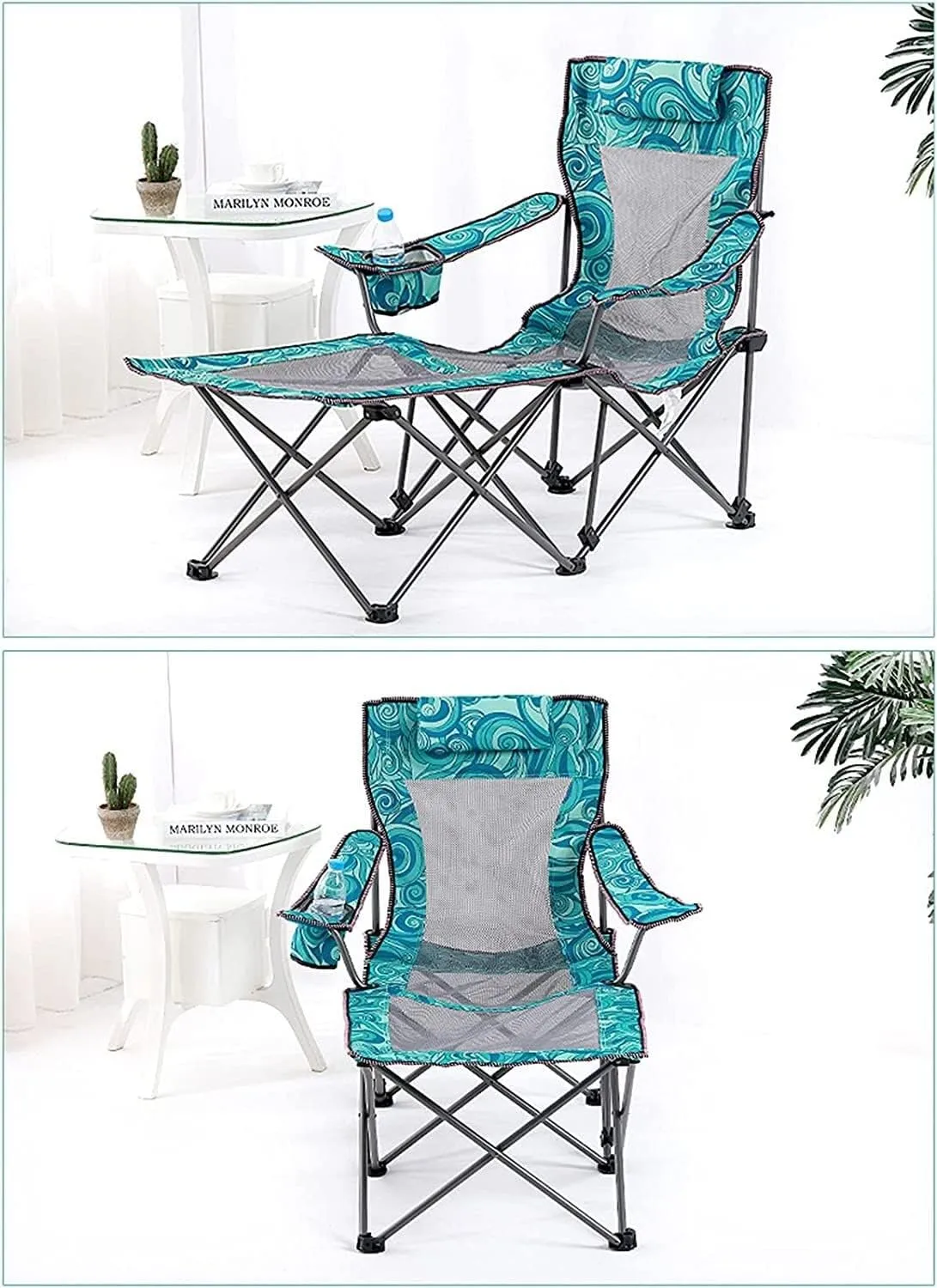 Camping Chair Folding Chair Portable Chair Portable Camping Chair with Footrest Mesh Backrest Folding Reclining Lunch Break Bed Sitting Lying Dual-Purpose Beach Seat Camping Chairs for Adults