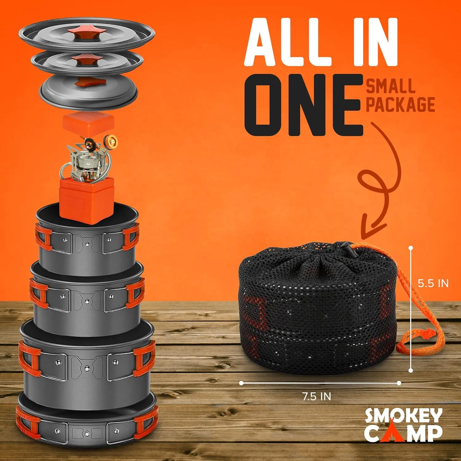 Camping Cookware Mess Kit Set with Stove - Backpacking Camping Pots and Pans Set, All in One Non-Stick Camping Cooking Set, Portable Stove, Hiking, Picnic, Outdoor & Camping Cookware Set