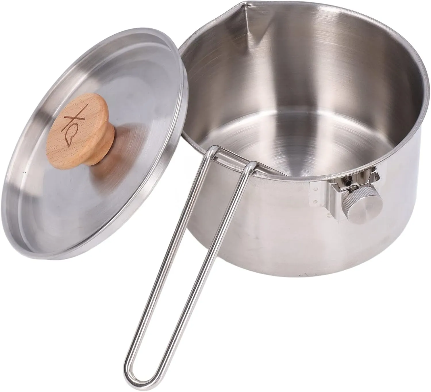 Camping Cookware Set, 1000ml Camping Pot Stainless Steel Portable Outdoor Tea Coffee Pot with Detachable Handle for Outdoor Backpacking Hiking Picnic Backyard