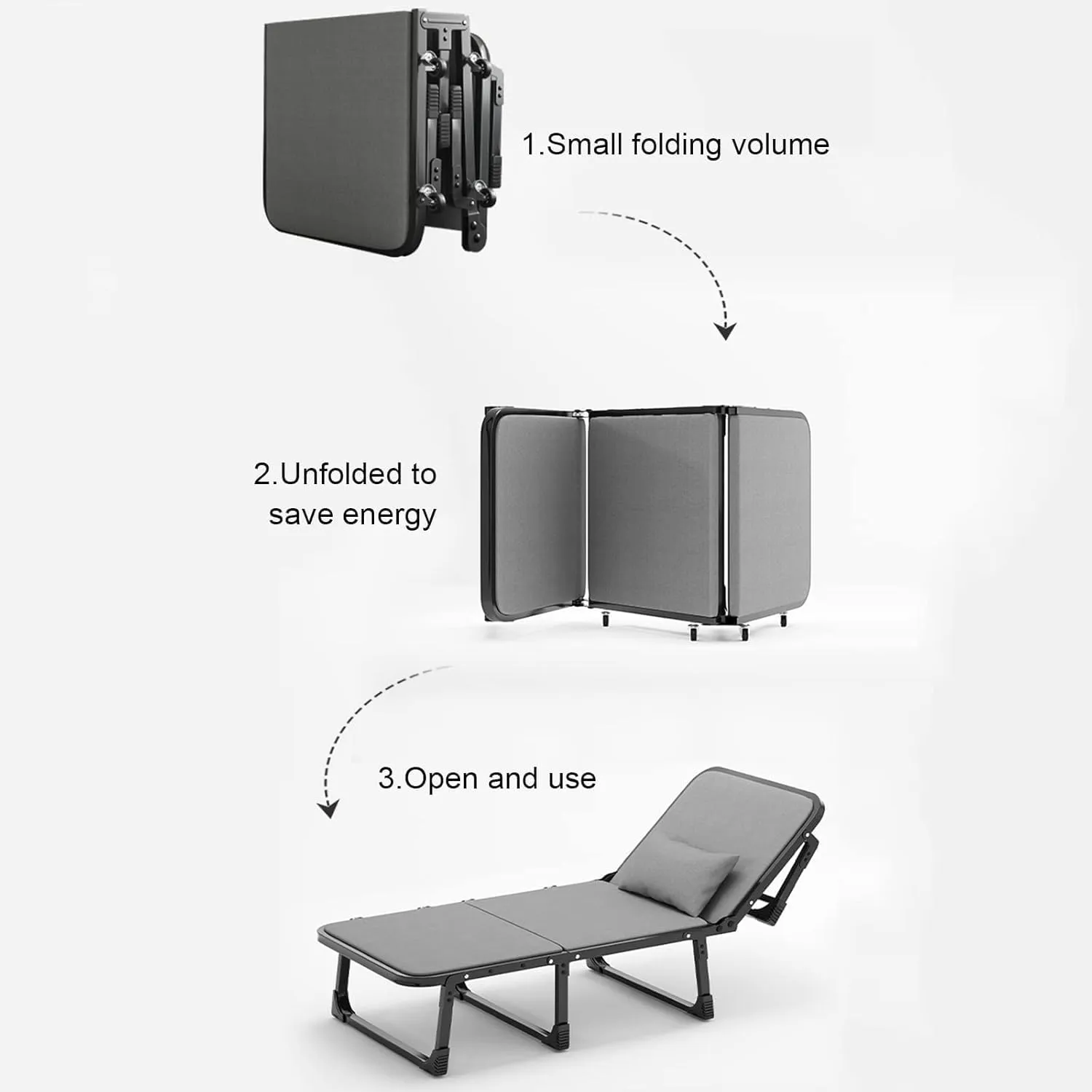 Camping Cot Adjustable 6-Positions Folding Camping Bed with Mattress Sleeping Cots for Adults Load 440lbs Reclining Chaise