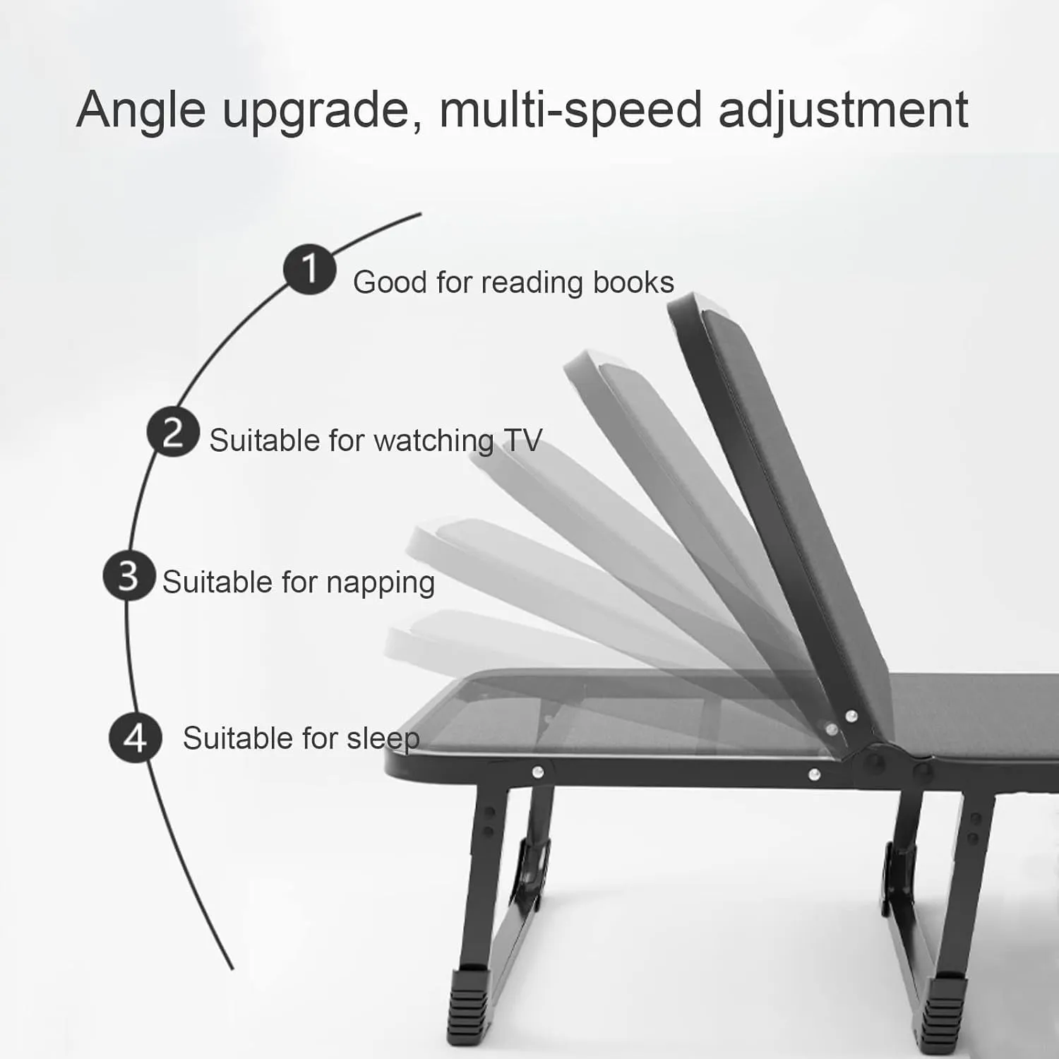 Camping Cot Adjustable 6-Positions Folding Camping Bed with Mattress Sleeping Cots for Adults Load 440lbs Reclining Chaise