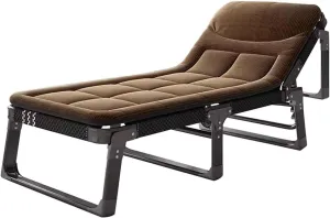 Camping Cot w/Mattress for Adults Adjustable 4-Position Folding Sleeping Bed Heavy Duty Tent Camp Bed Outdoor Lounge Chair for Home Office Travel Beach